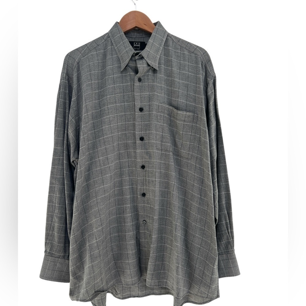 Ike Behar Gray Windowpane Button-Down Shirt